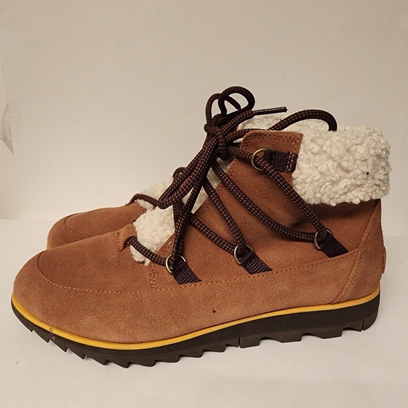Sorel Harlow Lace Cozy Boot Waterproof Suede Ankle Bootie Women’s Brown Size 10 - Picture 4 of 14